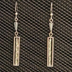 Framed twisted silver bugle bead earrings